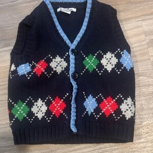 Hartstrings Navy Argyle Sweater Vest size 6-9 months